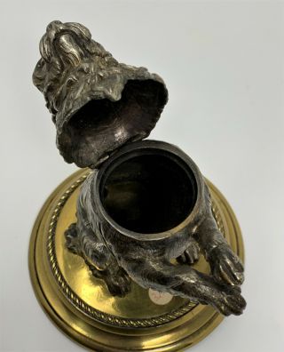 Antique Vienna Bronze GREYFRIARS BOBBY Skye Terrier Dog Figural Inkwell Brass 10