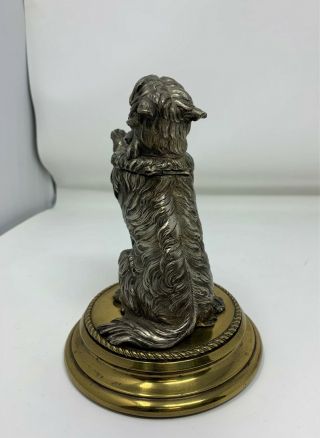 Antique Vienna Bronze GREYFRIARS BOBBY Skye Terrier Dog Figural Inkwell Brass 6