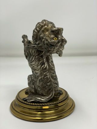 Antique Vienna Bronze GREYFRIARS BOBBY Skye Terrier Dog Figural Inkwell Brass 9