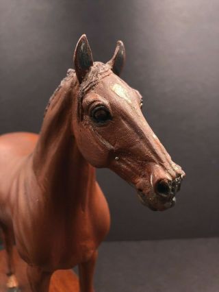 Calvin Roy Kinstler Carved Man O ' War Thoroughbred Wooden Horse Carving 5