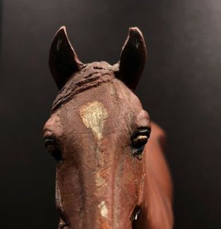 Calvin Roy Kinstler Carved Man O ' War Thoroughbred Wooden Horse Carving 6