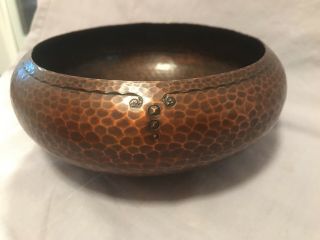 Antique Premium Quality Roycroft Copper Arts & Crafts Mission Hammered Bowl 2