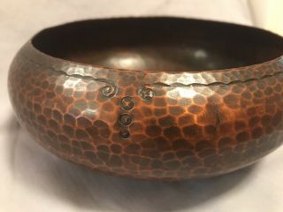 Antique Premium Quality Roycroft Copper Arts & Crafts Mission Hammered Bowl 4