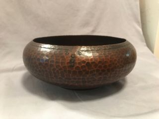 Antique Premium Quality Roycroft Copper Arts & Crafts Mission Hammered Bowl 5