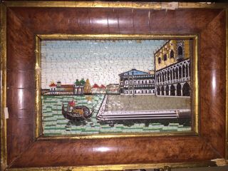 19th C Antique Italian Micro Mosaic Venice Italy Venetian Scene Framed Salviati?