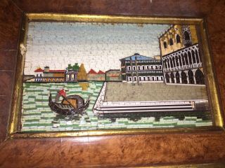 19th C Antique Italian Micro Mosaic Venice Italy Venetian Scene Framed Salviati? 2