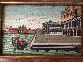19th C Antique Italian Micro Mosaic Venice Italy Venetian Scene Framed Salviati? 3
