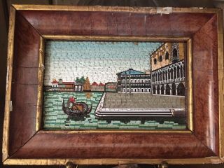 19th C Antique Italian Micro Mosaic Venice Italy Venetian Scene Framed Salviati? 4