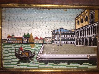 19th C Antique Italian Micro Mosaic Venice Italy Venetian Scene Framed Salviati? 5