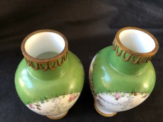 Antique rare SEVRES 18TH century porcelain VASES.  Bronze foot 7