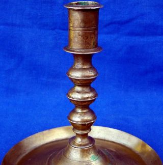 17th century Spanish brass saucer - based socket candlestick circa 1625 11
