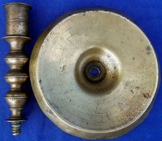 17th century Spanish brass saucer - based socket candlestick circa 1625 3
