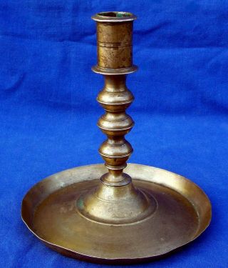 17th century Spanish brass saucer - based socket candlestick circa 1625 4