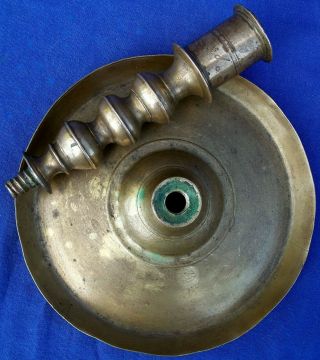17th century Spanish brass saucer - based socket candlestick circa 1625 7