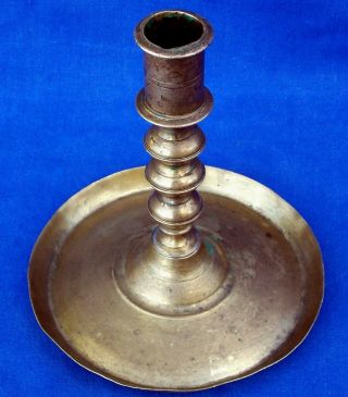 17th century Spanish brass saucer - based socket candlestick circa 1625 9