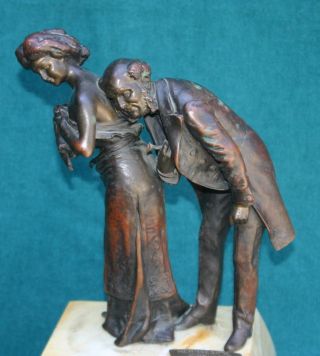 Carl Cauba Austrian 1865b.  Bronze Statue ' Checkup By Doctor ' Figurine RARE 2