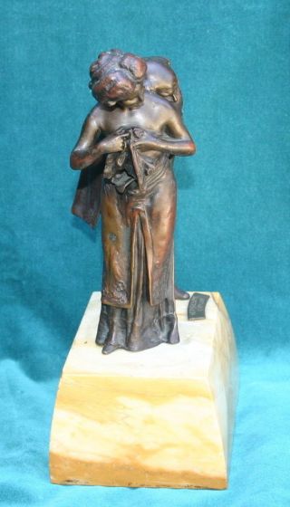 Carl Cauba Austrian 1865b.  Bronze Statue ' Checkup By Doctor ' Figurine RARE 3