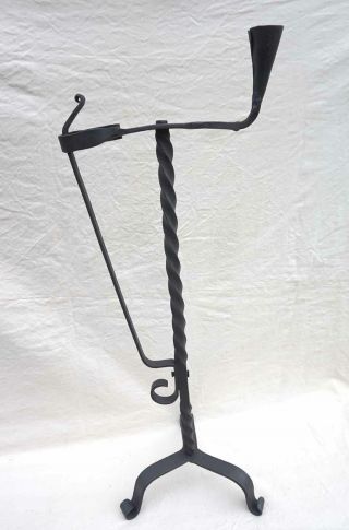 French Wrought Iron Rush Light Splint Candle Holder