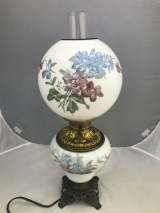 Antique Victorian Banquet Oil Lamp Hand Painted Gwtw Gone With The Wind Parlor