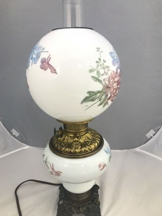 Antique Victorian Banquet Oil Lamp Hand Painted GWTW Gone with the Wind Parlor 5