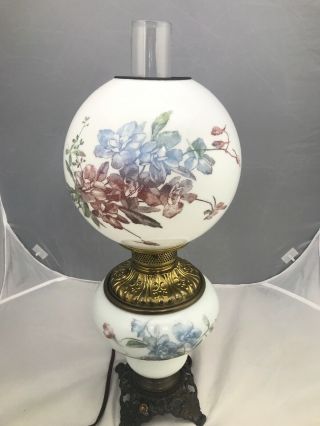 Antique Victorian Banquet Oil Lamp Hand Painted GWTW Gone with the Wind Parlor 6