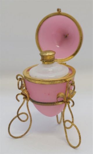 Antique Ormolu Bronze Grand Tour Opaline Glass Egg Casket Perfume Palais Royal