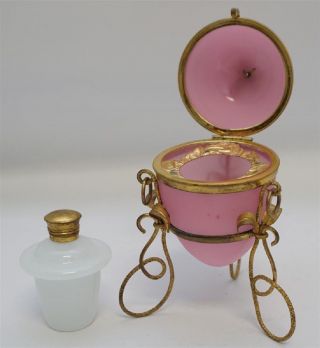 Antique Ormolu Bronze Grand Tour Opaline Glass Egg Casket Perfume Palais Royal 2