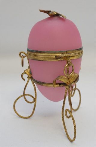 Antique Ormolu Bronze Grand Tour Opaline Glass Egg Casket Perfume Palais Royal 3