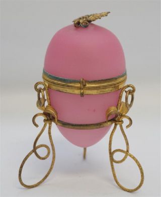 Antique Ormolu Bronze Grand Tour Opaline Glass Egg Casket Perfume Palais Royal 5