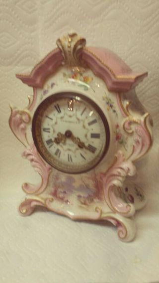 Fine French Porcelain Mantle Clock,  Caldwellphiladelphia C.  1900