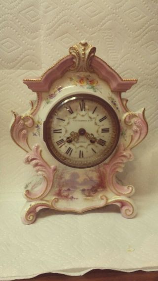 Fine French Porcelain Mantle Clock,  CaldwellPhiladelphia C.  1900 3