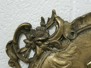 Fancy Art Nouveau Flowing Hair Lady w/ Cherubs Brass Wall Plaque Nude not Bronze 4