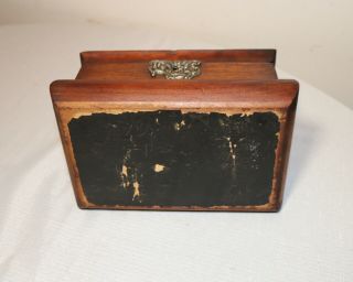 antique ornate applied sterling silver mounted wooden wood jewelry box casket 12