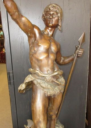 ANTIQUE Signed LOUIS MOREAU FRENCH BRONZED SPELTER STATUE 36 