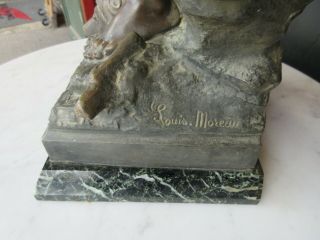 ANTIQUE Signed LOUIS MOREAU FRENCH BRONZED SPELTER STATUE 36 