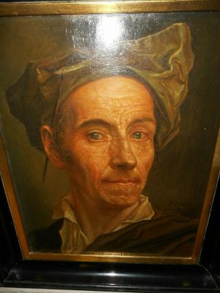 Antique oil painting,  { Piet Staut 1876 – 1933,  portret of the painter }. 3