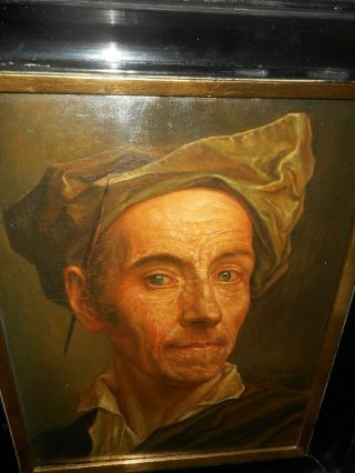 Antique oil painting,  { Piet Staut 1876 – 1933,  portret of the painter }. 4