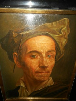 Antique oil painting,  { Piet Staut 1876 – 1933,  portret of the painter }. 6