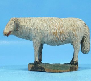 7 " Antique Swiss Black Forest Wood Carving Sheep Manger Creche Brienz C1880