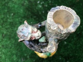 19thC MAJOLICA PALISSY M MAFRA,  CALDAS CANDLE HOLDER WITH MONKEY c1880s 9