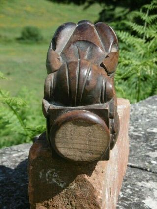 19thc GOTHIC OAK CARVED GARGOYLE WITH BALL IN MOUTH (2) 7