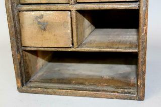 VERY RARE 18TH C 5 - DRAWER TRAVELING SPICE CHEST IN SPANISH BROWN PAINT 11