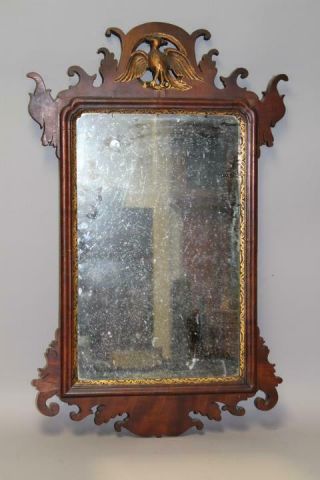 Rare 18th C Queen Anne Mirror With Carved Gilded Phoenix The Best Carved Crests