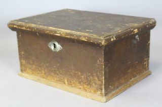 RARE EARLY 18TH C PENNSYLVANIA BIBLE BOX IN BEST SPANISH BROWN PAINT 7
