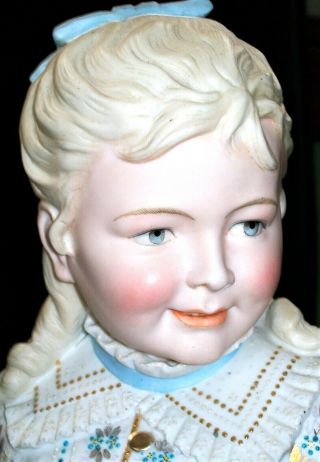 Antique German Victorian Kpm Little Girl Doll Bisque Porcelain Bust Figurine