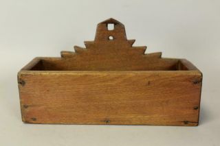 A Fine 18th C Pennsylvania Hanging Candle Or Wall Box Sawtooth Crest In Walnut