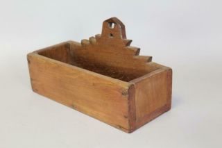A FINE 18TH C PENNSYLVANIA HANGING CANDLE OR WALL BOX SAWTOOTH CREST IN WALNUT 3