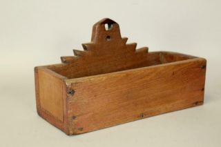 A FINE 18TH C PENNSYLVANIA HANGING CANDLE OR WALL BOX SAWTOOTH CREST IN WALNUT 4