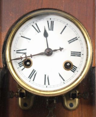 Antique Late 19thC JUNGHANS German Wall Clock Walnut Case Pendulum & Key 5