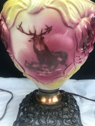 1890’s Phoenix Consolidated GWTW Gone with the Wind Oil Lamp Victorian Elk Deer 3